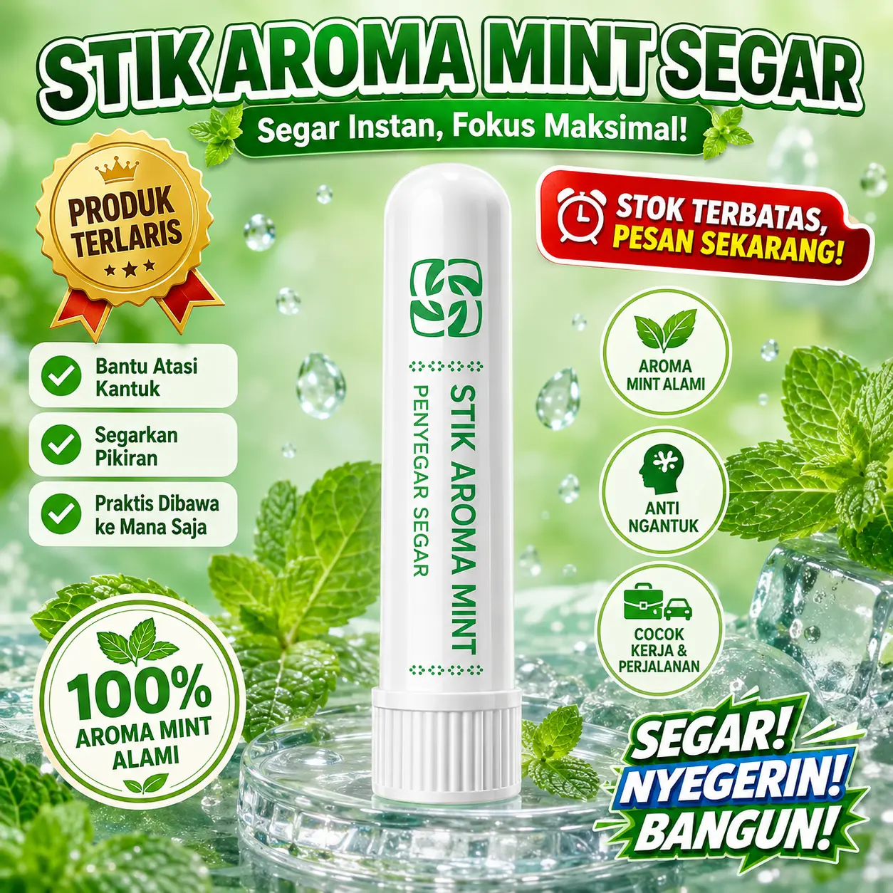 [50%off][COD]Stick Aroma Mint Inhaler Hidung Aroma Mint Alami Segar Hilangkan Ngantuk Mengusir Lelah Bantu Fokus Kerja Belajar Atasi Pusing Mabuk Perjalanan Praktis Dibawa Kemana‑mana Aromaterapi Pereda Stres[Beli banyak hemat]