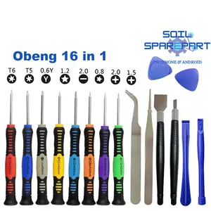 OBENG BONGKAR SMARTPHONE HP FULLSET 16in1 LENGKAP ALAT PEMBUKA LCD 0.6 Y T5 / T6 Tor x 2.0 Minus 1.5 / 1.2 Plus 0.8 / 1.2 Bintang