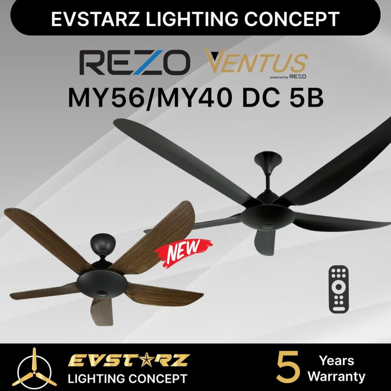 REZO Ventus MY56 / MY40 56/40 inches AC/DC 5 Speeds Remote Ceiling Fan