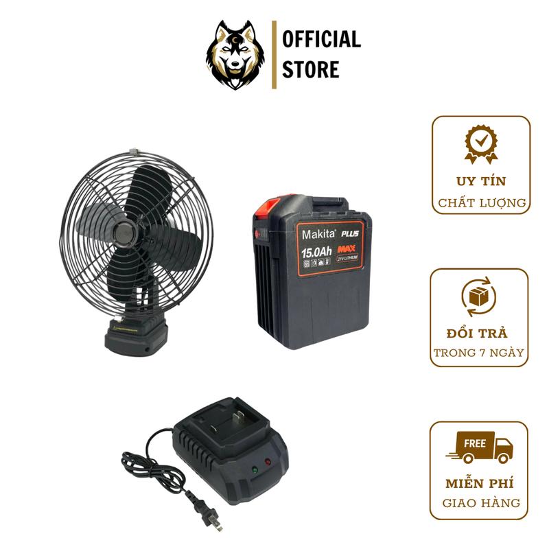  Combo Bộ Quạt 8inch Pin 30Cell Lồng Sắt Cánh Sắt 2 Chế Độ Gió - Quạt Tích Điện Nhỏ Gọn Rất Mát 