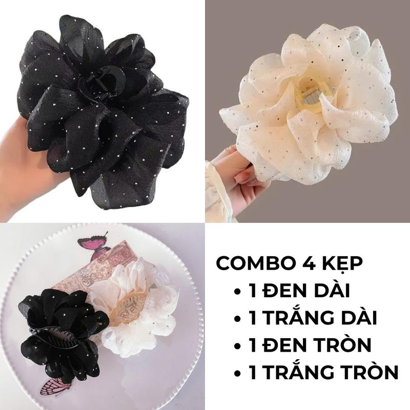 Kẹp Tóc Lưới Bong Bóng Đính Đá SÂUHOUSE Phong Cách Hàn Quốc Thời Trang Cho Nữ Hot Trend 2025