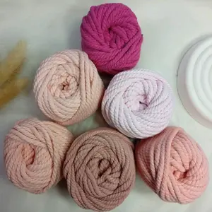 4mm Tali Benang Katun Macrame Murah Warna Pastel berat 100 gram ukuran 4 mm