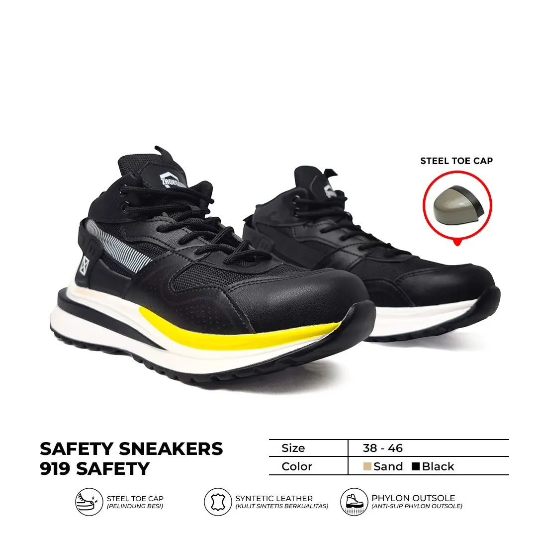 Sepatu Sneaker Safety Anti Tusukan Benda Tajam - Sepatu Kerja Safety Sneaker Ujung Besi
