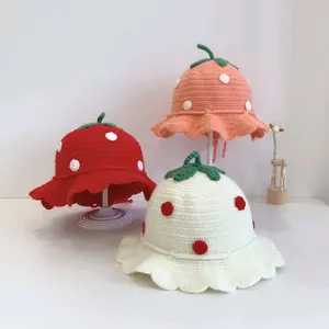 Topi Kupluk Anak Fashion Perempuan STAWBERY Model Bucket Motif COMEBACK STAWBERY Usia 0-3thn Bahan Rajut Renda Lembut dan Elastis Bayi