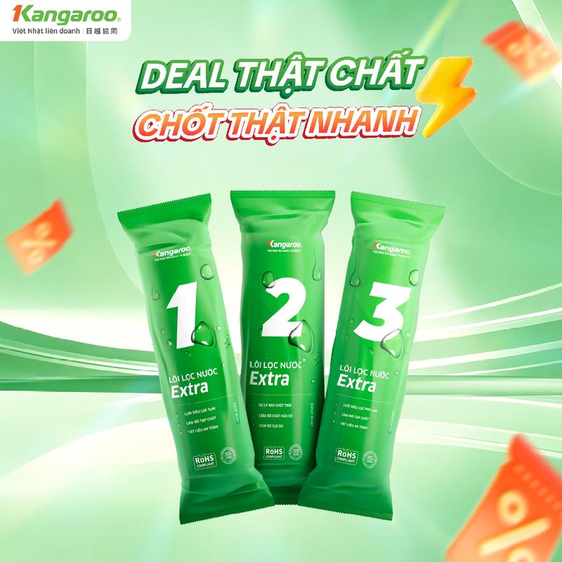 Combo 3 lõi lọc 123 Kangaroo (1 lõi số 1 - 1 lõi số 2 - 1 lõi số 3).