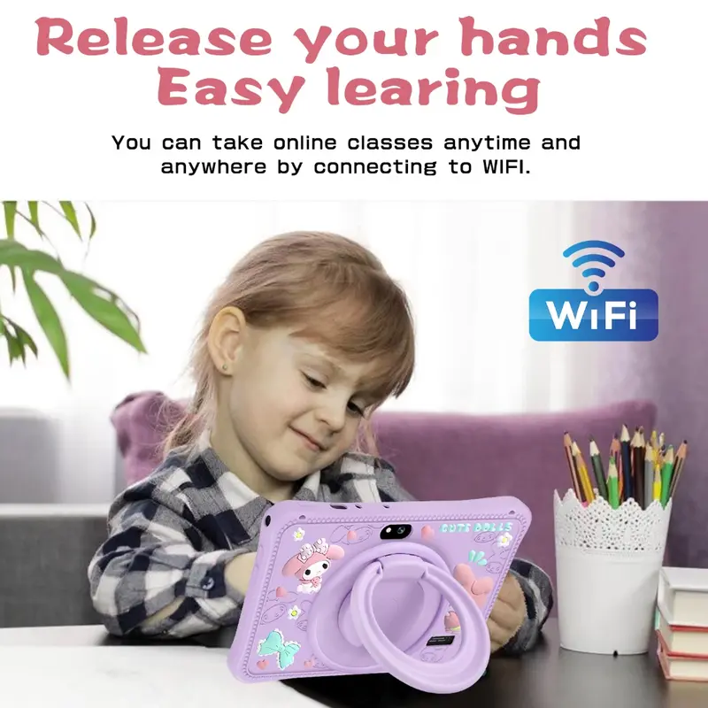 Hadiah anak-anak - kemasan tas mainan Hancdon Kids Study Tab F06 Android komputer tablet anak-anak pendidikan pembelajaran layar sentuh IPS 7 inci WiFi khusus 6