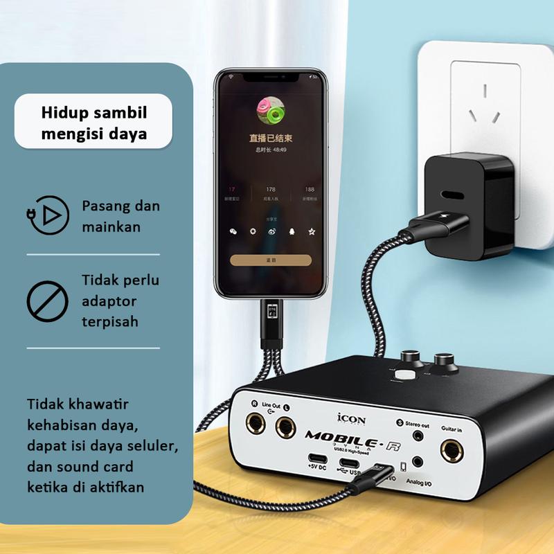 Bonkyo Kabel adaptor otg kartu suara langsung cocok untuk kabel adaptor ponsel Apple Android typec 3.5mm Aluminium Panjang Pengisi 4
