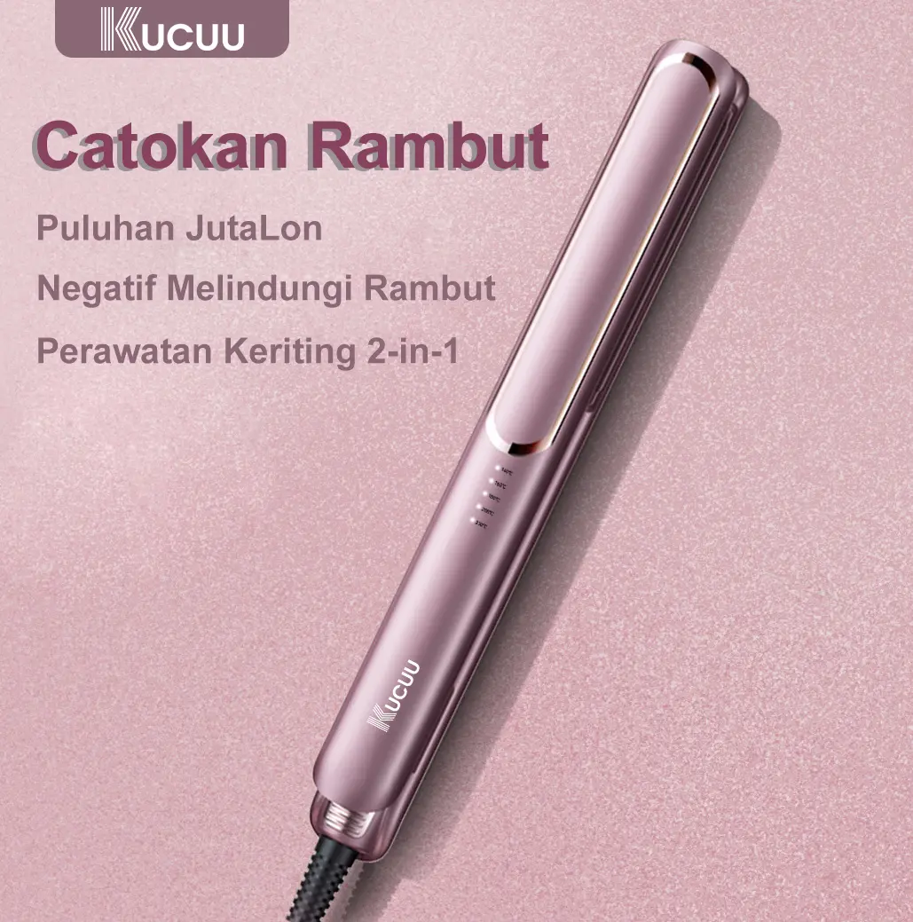 NEW KUCUU Catokan rambut 2 in 1 lurus dan curly catok rambut Hair Straightener Lon Negatif Melindungi Rambut