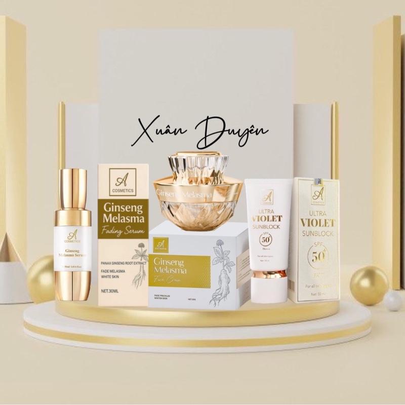 Combo 3 Sản Phẩm Serum Nám Nhân Sâm 30ml Kem Face Nám Nhân Sâm 20g Kem Chống Nắng 50g Acosmetics