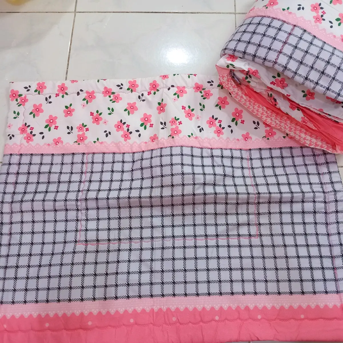 SPREI KATUN MIKRO REMPEL MOTIF BUNGA - KAIN LEMBUT & NYAMAN