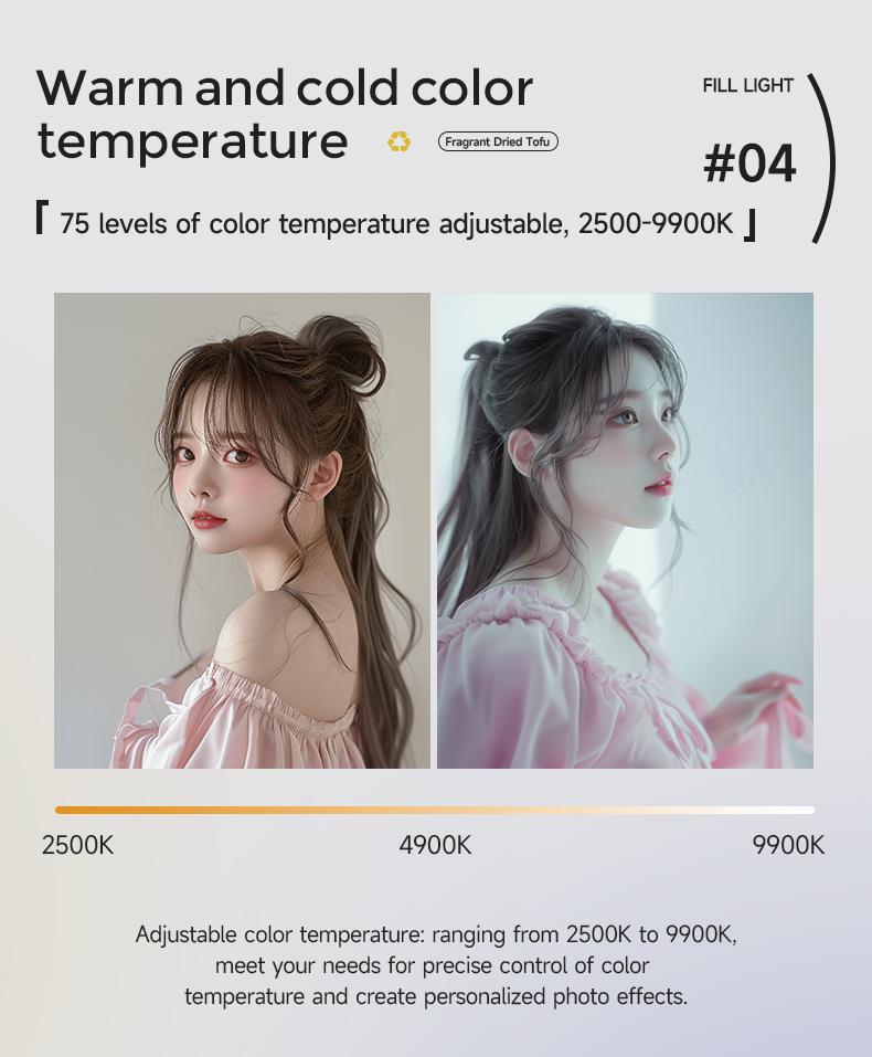 PHOTOOLEX Fragrant Dried TOFU Light - Lampu Atmosfer Langsung Berwarna Penuh Magnetik RGB Multi-Fungsi Fotografi Seluler Fotografi Selfie Isi Cahaya Kamera