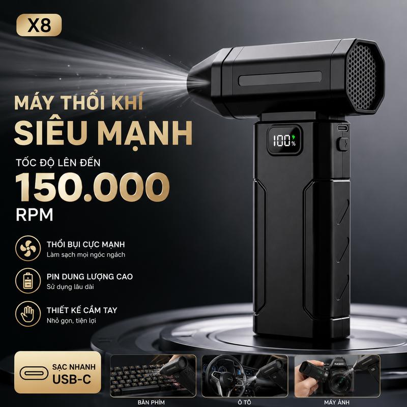 Quạt gió bạo lực X8,Phiên bản hoàn toàn mới,Tốc độ Tốc độ 150.000 vòng/phút,…