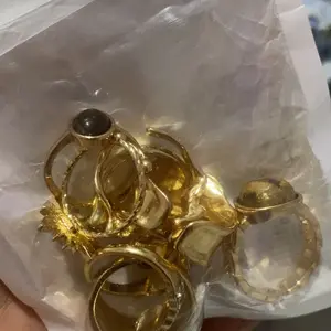 【Sktlz Potongan Harga Sangat Tinggi】Cincin Terbuka Emas Amber Eyestone Female Niche Indeks Retro Cincin Jari Cahaya Set Cincin Mewah