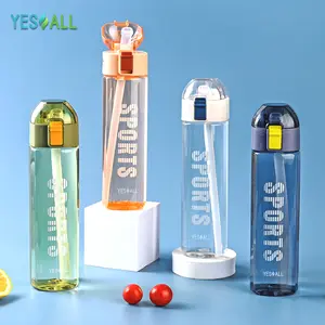 YESALL 650ml Botol Minum Transparan - Tutup Flip Thumbler Warna Transparan Infuse Water Bottle Infuser Olahraga Air Kitchenware Tumbler