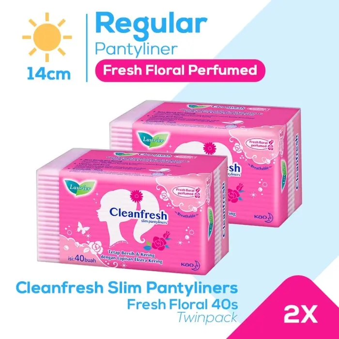 Laurier Clean Fresh 40s Twinpack - Pantyliner Perfumed 14cm 0