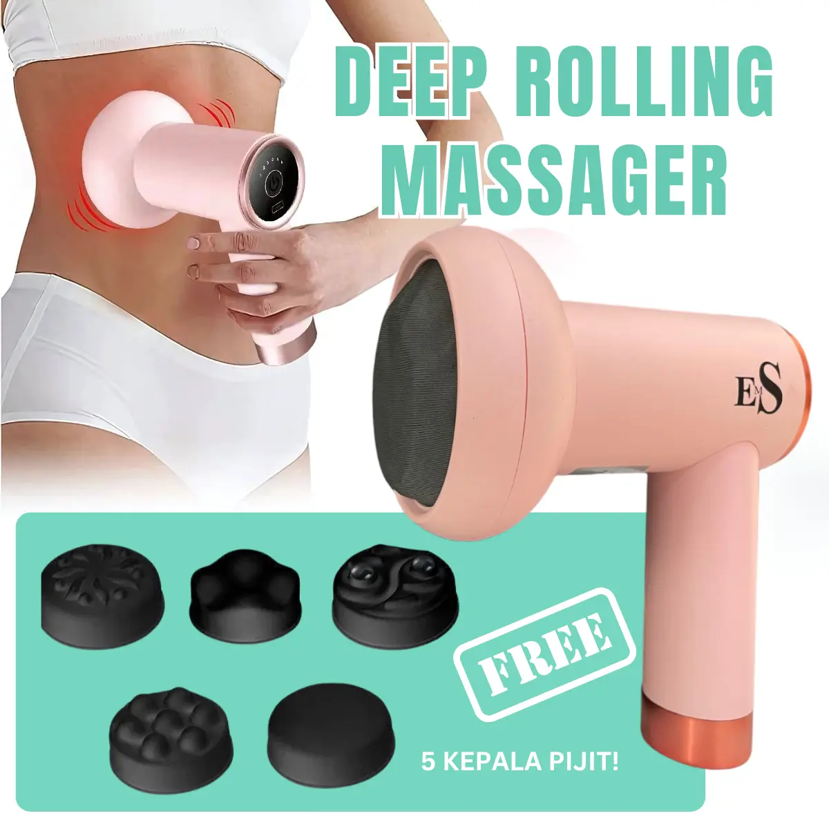 EMS-Deep Rolling Massager Alat Pijat Genggam Shiatsu Massage 0948