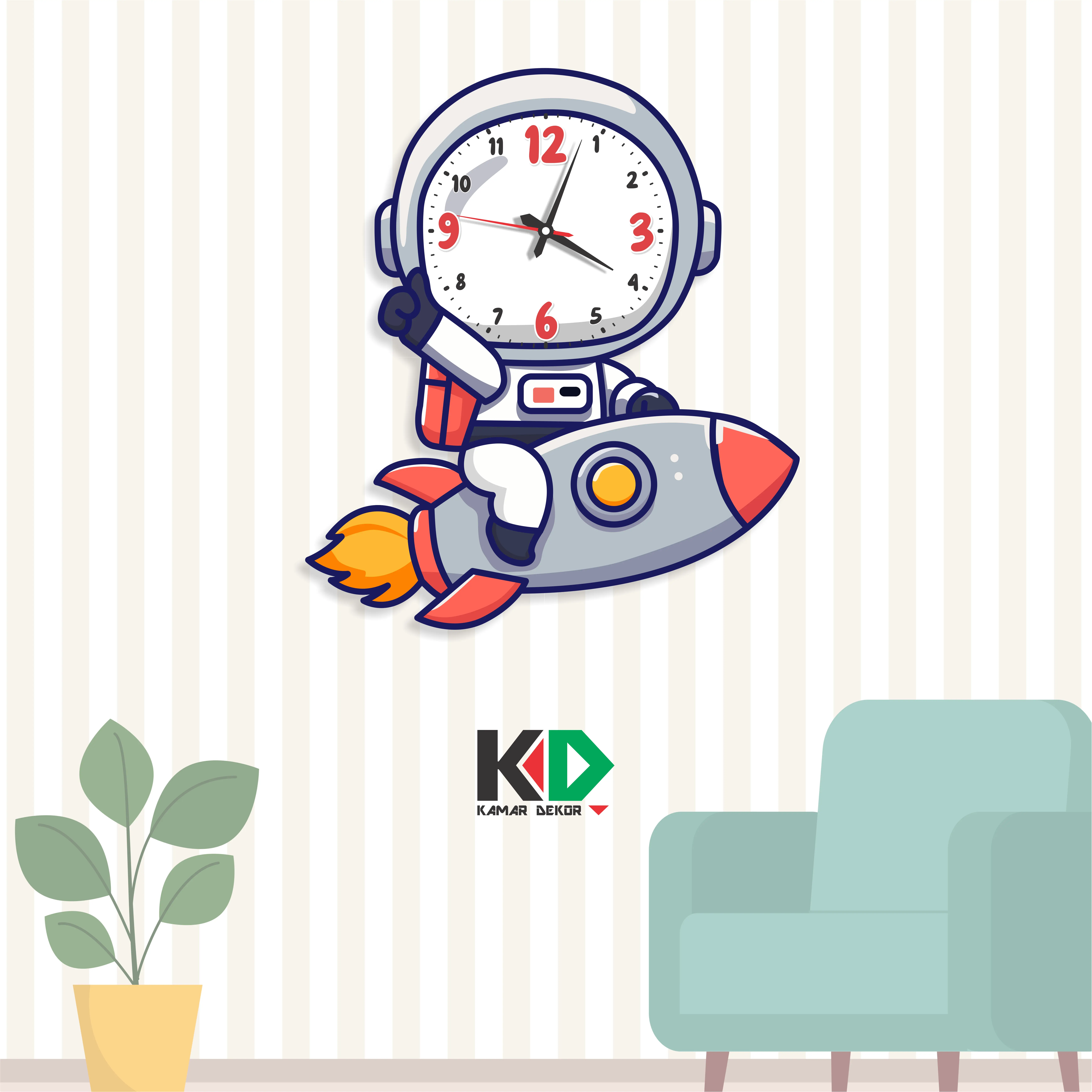 Jam Dinding Anak Astronot Hiasan Pajangan Dekorasi Kamar Anak Jam SNI Motif Batik
