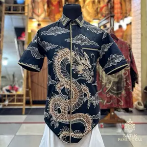Batik kemeja premium reguler fit lengan pendek katun halus solo x jahitan smok/bordir