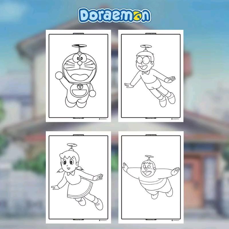(20 pcs) gambar mewarnai doraemom, gambar mewarnai anak art toys 2