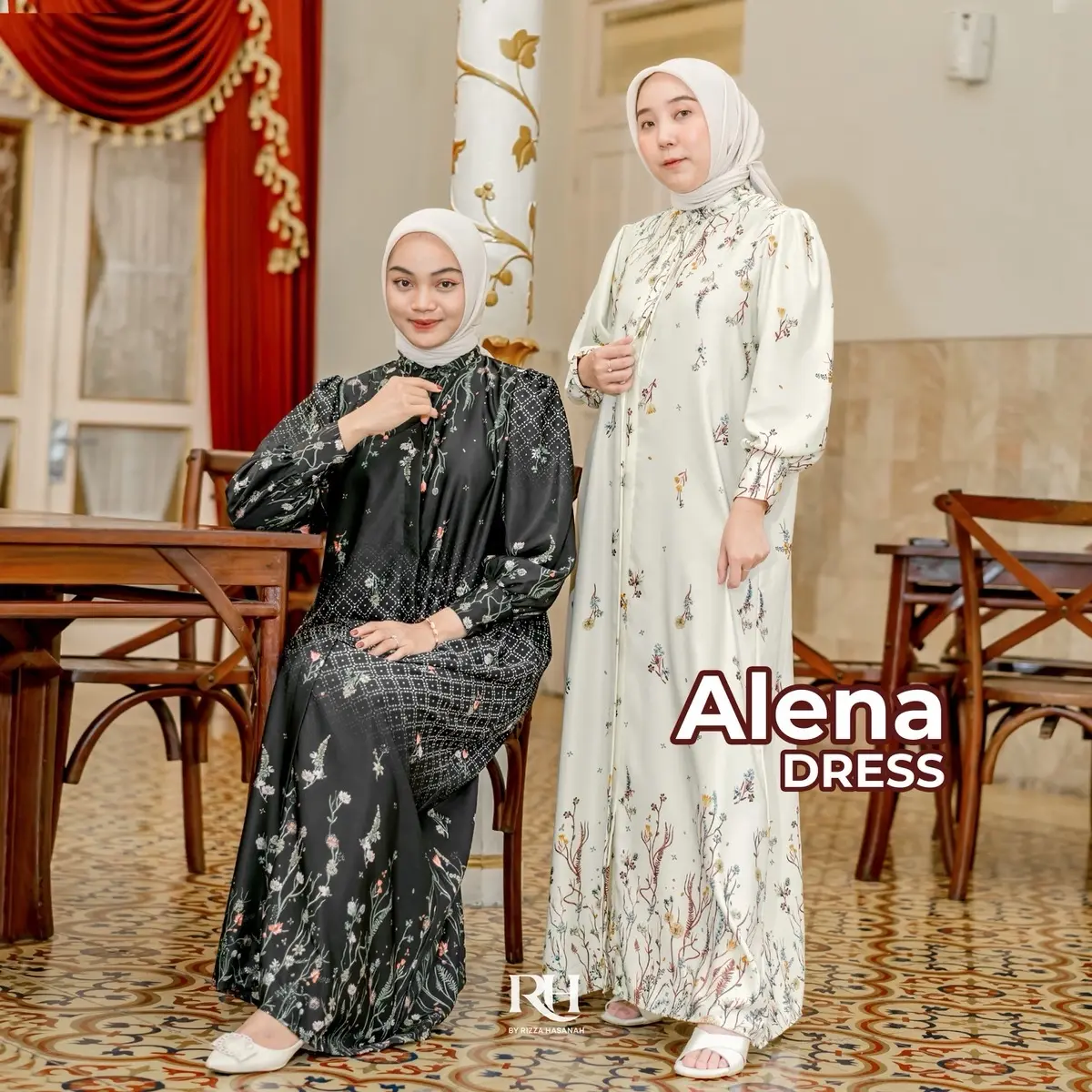 Rh Col Alena Dress (gamis wanita, gamis lebaran, gamis kondangan, gamis terbaru)