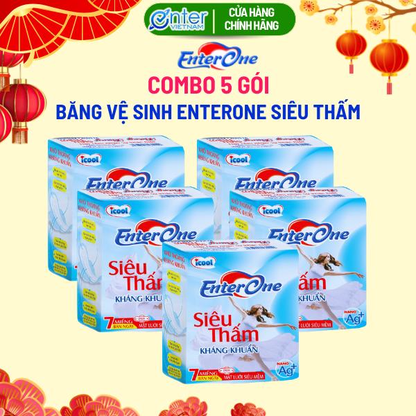   Combo 5 gói  Băng vệ sinh ICOOL Băng Băng siêu thấm siêu mỏng 7 miếng ban ngày dài 24cm mặt lưới tampon Nữ 