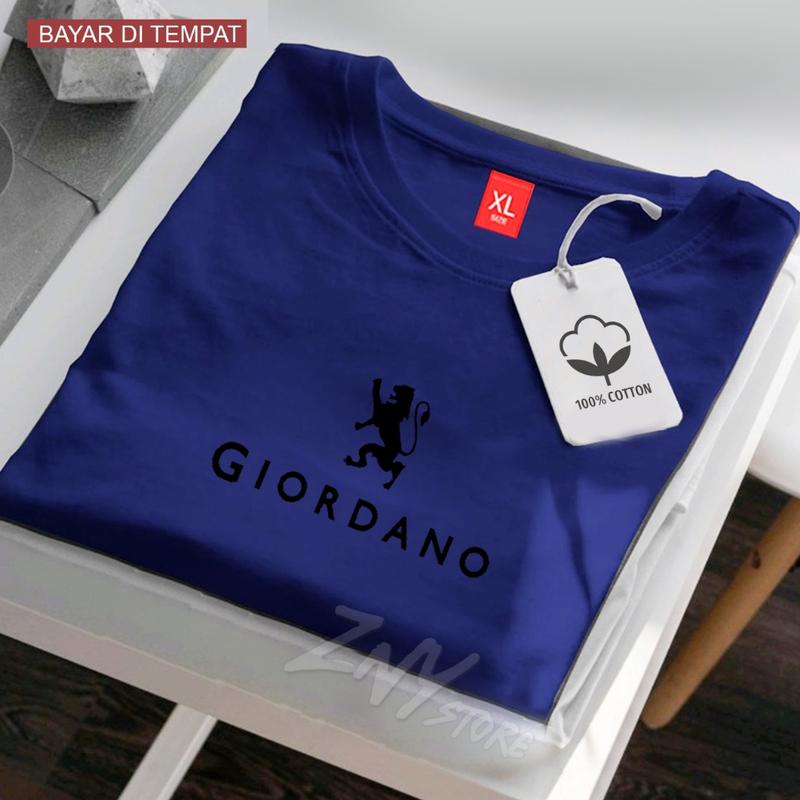 COD !!! Baju Kaos Distro Giordano Logo Text Hitam Premium Quality Kaos Cotton Combed 30s Lengan Pendek T-Shrit Koas Unisex Pria/Wanita 4