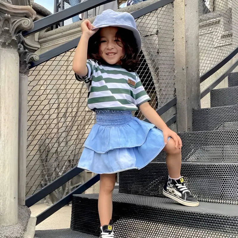 Kaos anak stripe green series polca Fashion 1