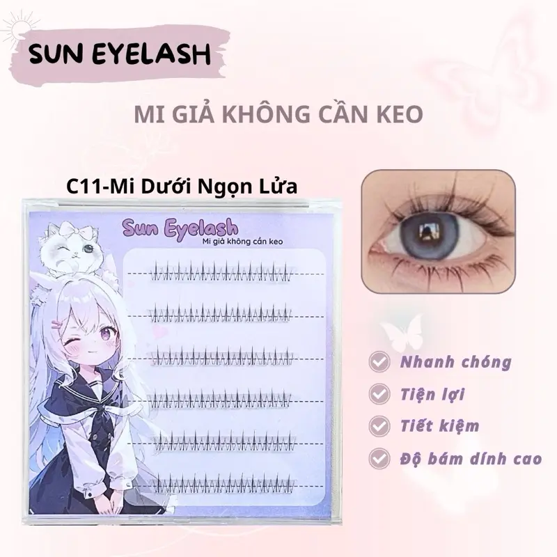 [Tặng keo, nhíp] C11 - Mi dưới hình ngọn lửa phù hợp make Douyin và makeup hàng ngày Trang Điểm Nữ 3