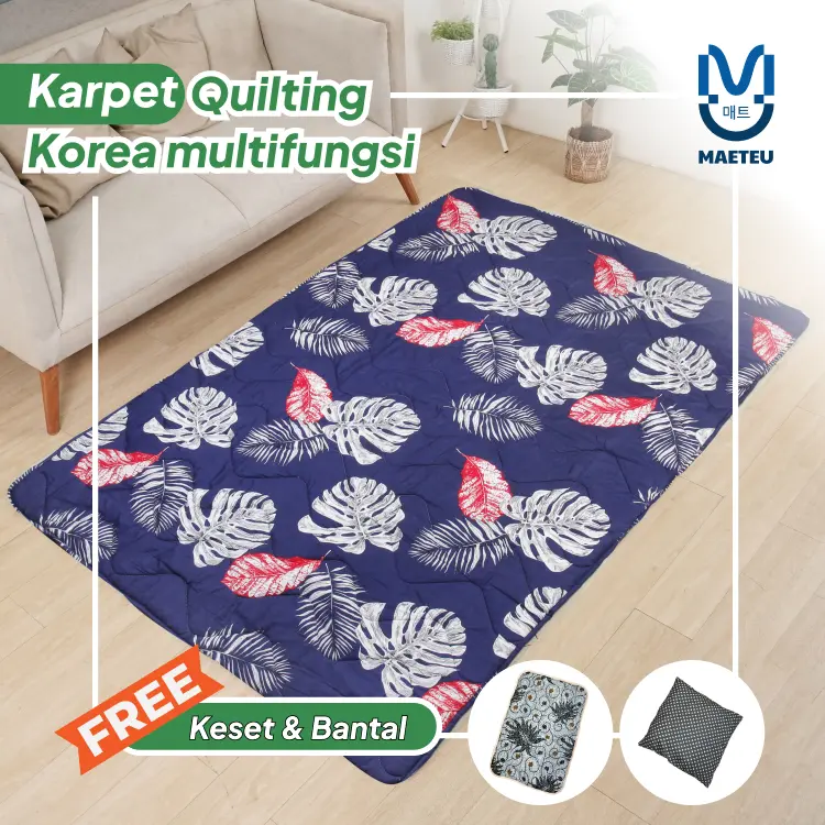 Maeteu Karpet Quilting Korea Viral Multifungsi Motif Daun