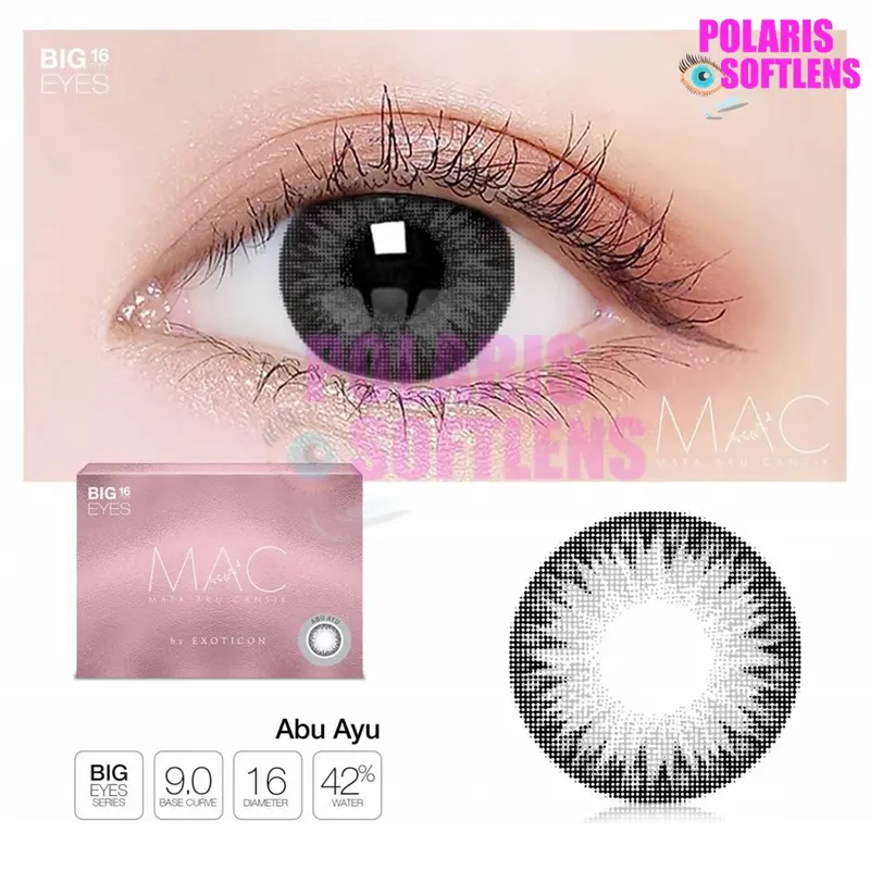 Softlens MAC (Mata Aku Cantik)  By Exoticon Normal & Minus (-0.50 s/d -6.00) Abu Biru 1