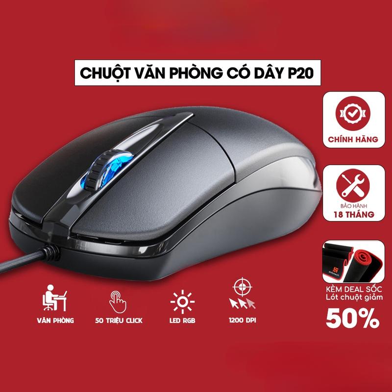 Chuột máy tính có dây văn phòng gaming Andex P20 giá rẻ Silent tắt âm chống ồn DPI 1200 chơi game cho laptop