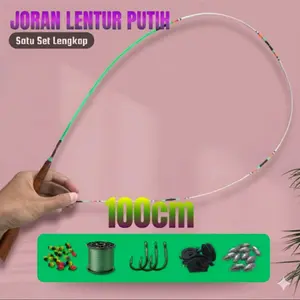 [Terlaris]-Joran PUTIH set microfishing ukuran 100cm kayu coklat (putih)