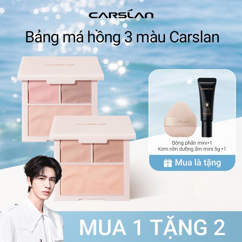   Livestream Bảng má hồng ba màu Carslan chất phấn mượt mà dễ tán không trôi màu 10.5g+ Free gifts  bông phấn mini*1 + Kem nền minisize 5g*1 