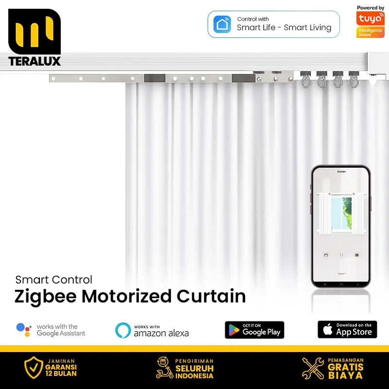 TERALUX Smart Curtain Rail Motor Zigbee Wireless Rel Gorden Pintar Otomatis Motorized
