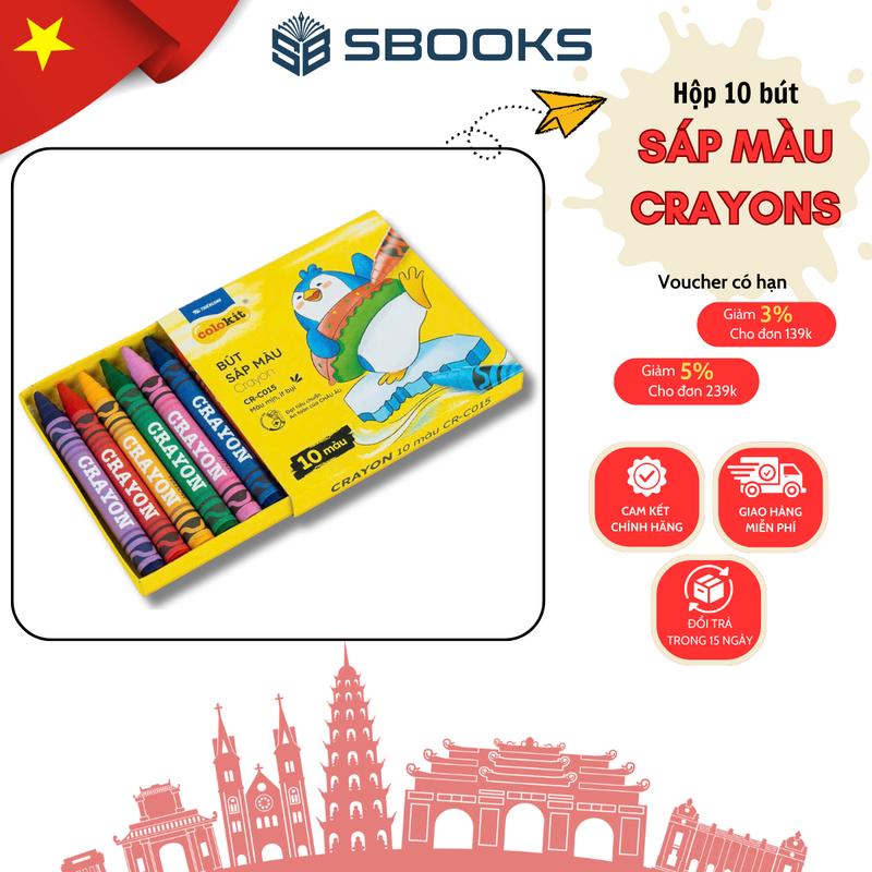   SBOOKS  Combo 10 bút sáp màu Colokit màu tươi sáng an toàn cho bé từ 3 tuổi 
