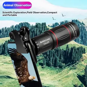Lensa Telepon 18x untuk HP Profesional Anti-Goyang Kamera Eksternal HD Ide Hadiah Natal Hitam Aksesori Fotografi Premium Hhwa