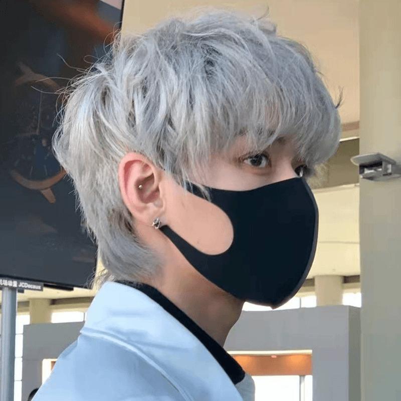 Tóc giả thẳng ngắn màu xám xanh thời trang cho nam tóc giả toàn đầu kiểu Hàn Quốc tóc giả toàn đầu để thay đổi phong cách