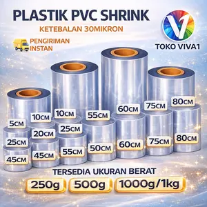 Plastik Segel PVC Shrink Roll Transparan Ketebalan 30 Mikron untuk Kemasan Botol Box Skincare Makanan Lebar 5-80cm Berat 250-1000 gram - Plastic