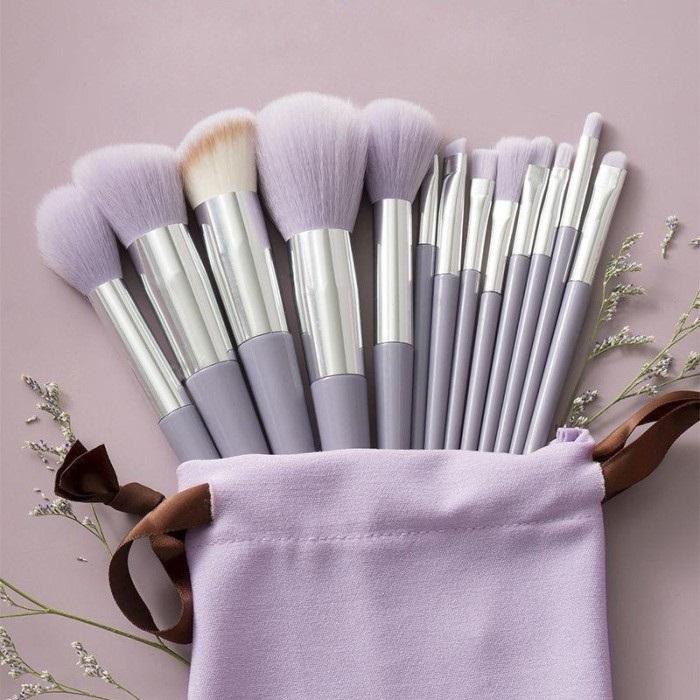 Paket Kuas Make Up Lengkap Set [ 13 in 1 ] Mini Travel Brush Makeup Eye Shadow Foundation Blusher Tools Set 1