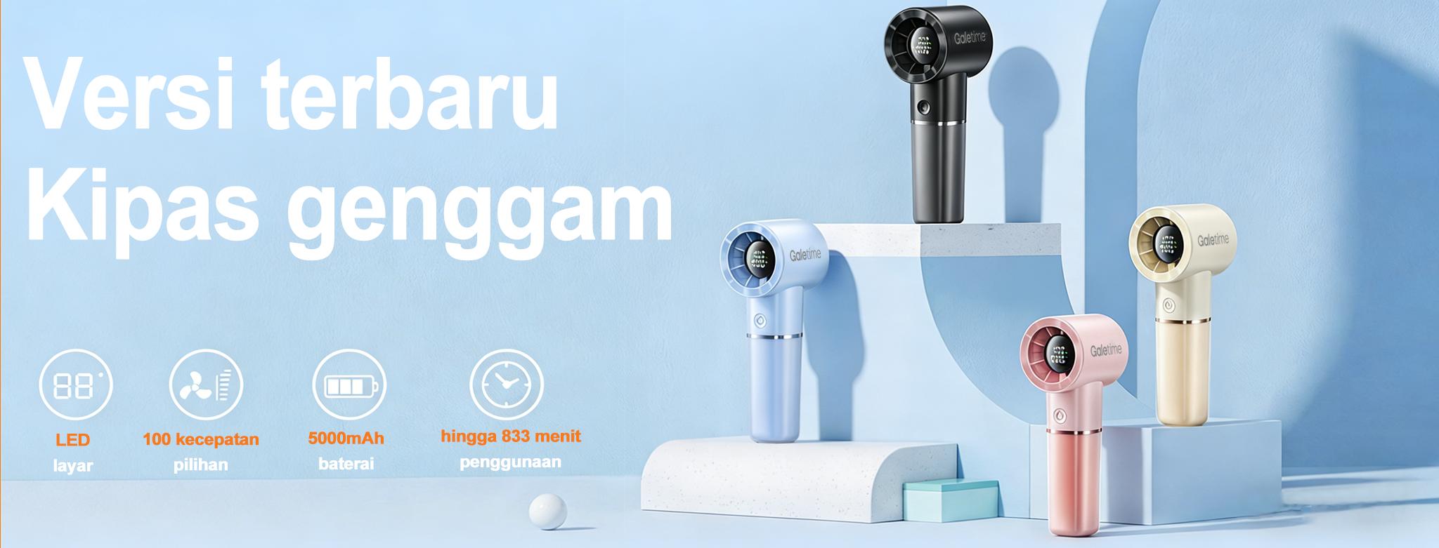 [COD]GaleTime GT05 Kipas Angin FAN 5000mAH  833min AI Fitur Hitung Waktu Sisa Akurat Hingga Menit 100 Level Kecepatan Layar LCD, Isi Ulang Type-C, Mudah Dibawa Hadiah