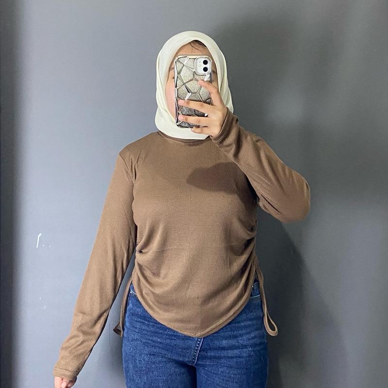 ATASA STEL KOREA SERUT SAMPING BODY TOP RIB PREMIUN BLOUSE KOREA POLOS 4