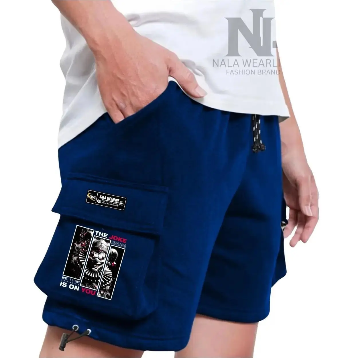 Celana Cargo Pendek Terbaru Pria Dan Wanita Warna Navy Bahan Katun Fleece Adem Dan Lembut Motif Jekor - Shorts Pants Cargo Distro Cowok Dan Cewek Nyaman Santai Keren