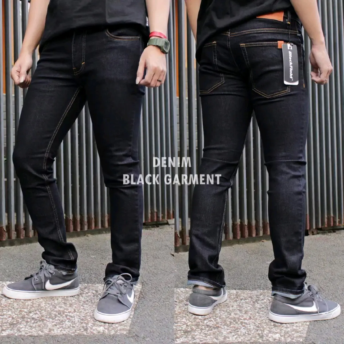 Blackfiled!! jeans pria slim fit jumbo big size Black Garment 27-45/ Celana jeans denim pria