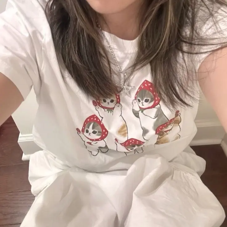 mofusand strawberry baby tee coquette cat cute soft aesthetic 5