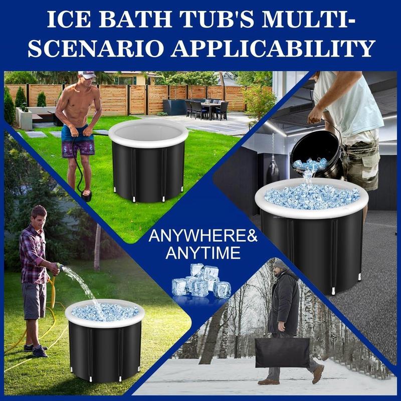 Product Introduction of 【SG STOCK】Portable Ice Bathtub Therapy Foldable for Hot Bath for Small Space,black(227.6 x 31.5 in) Set Cushion 33