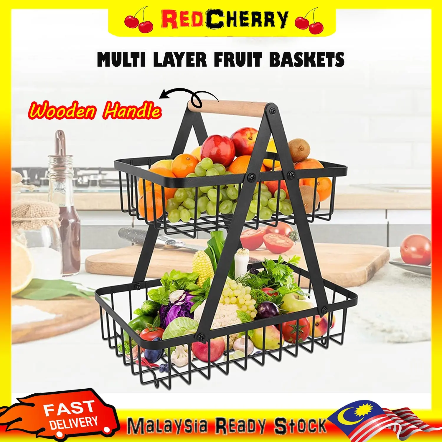 REDCHERRY Multilayer Fruit Baskets Creative Multi Layer Hollow Grids Fruit Baskets Home Living Room Dried Fruit Storage Basket Snack