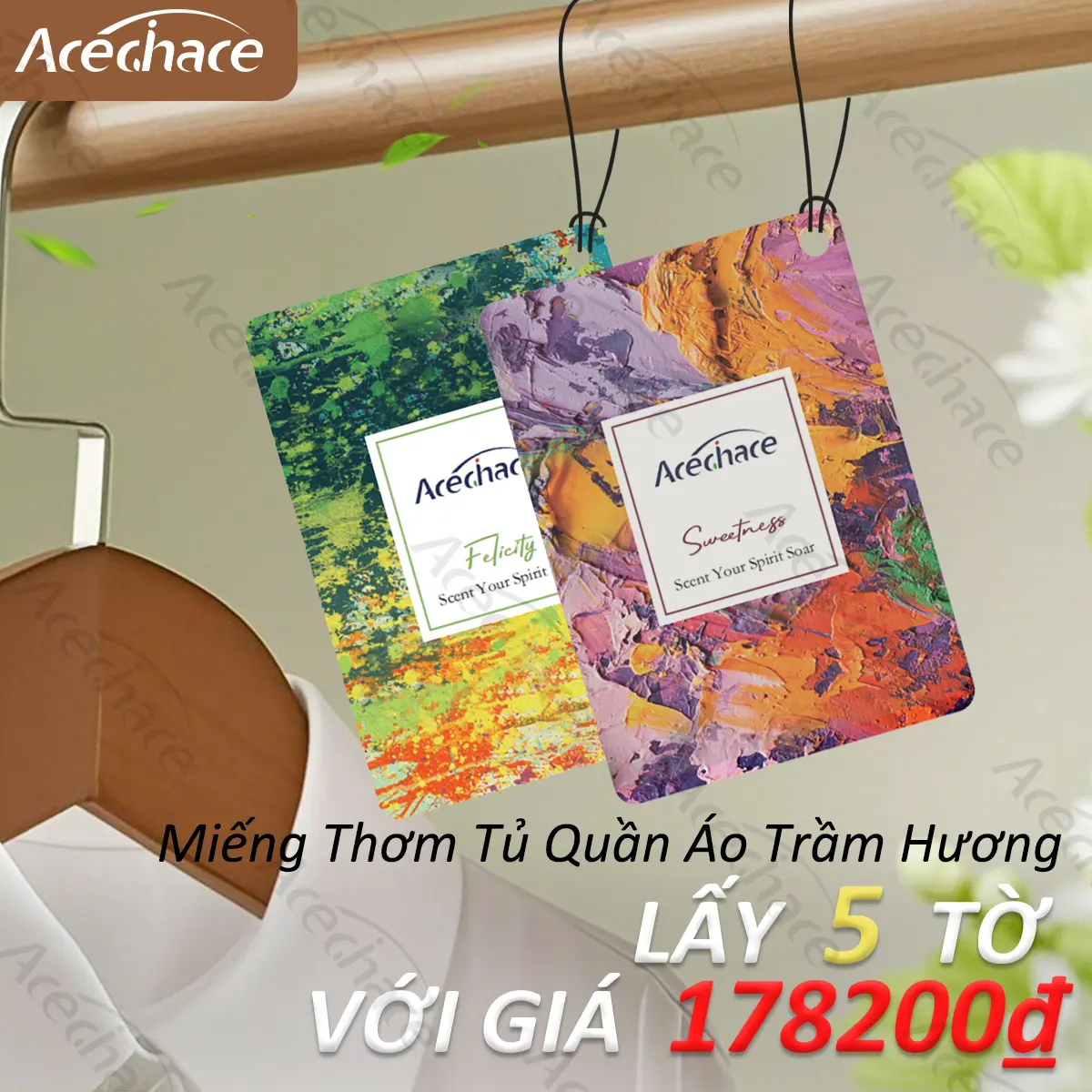 Acechace Tấm thơm xe hơi và nội thất gia đình với hương thơm lâu phai, loại bỏ mùi hôi trên quần áo