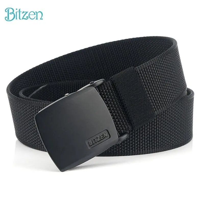 (BELI 2 DAPAT HADIAH) BITZEN Ikat Pinggang Pria Premium Deang Bahan Alumunium Zink Alloy dan Nylon Canvas Sabuk