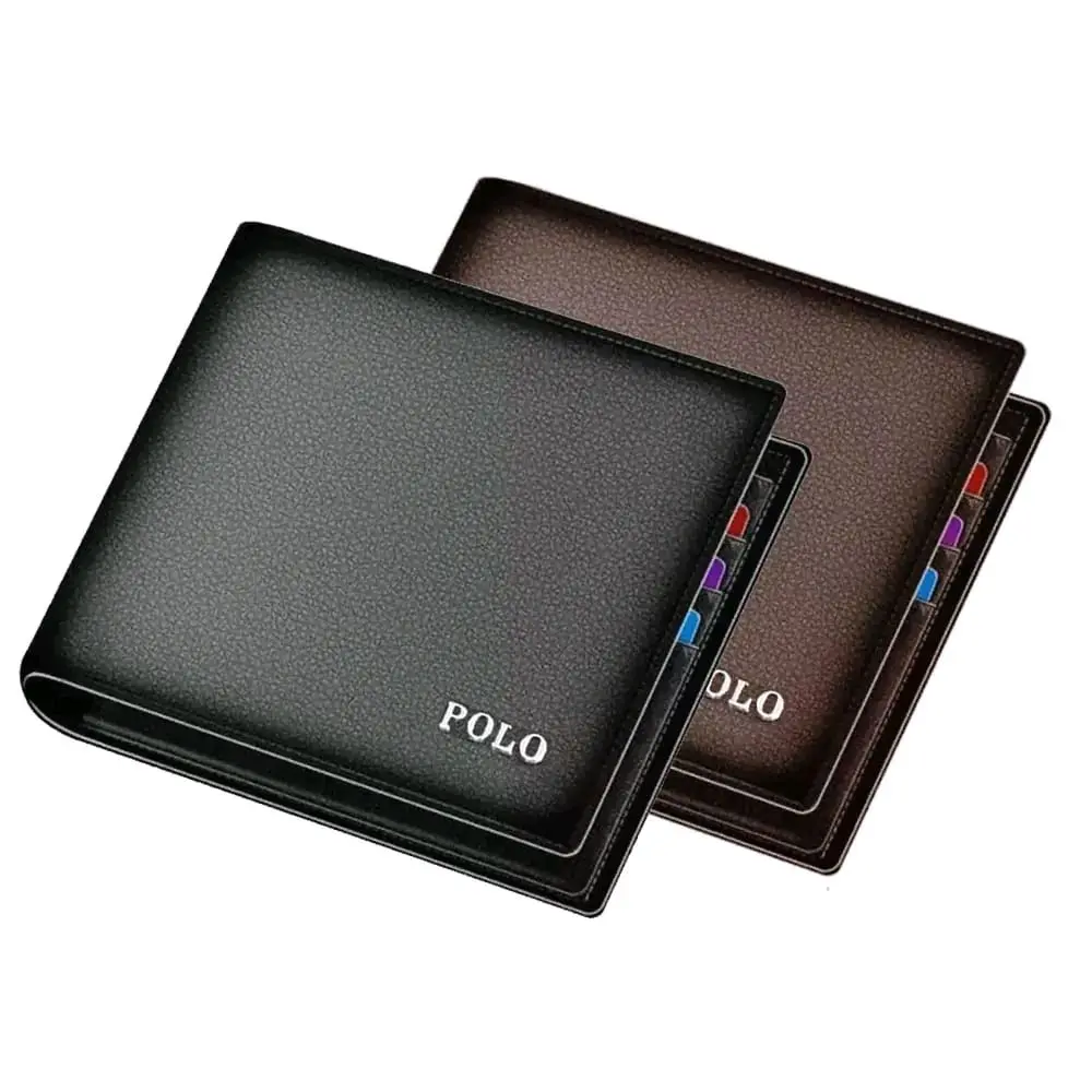 Dompet Pria Logo P0LO Kulit PU Leather Dompet Polos Dompet Lipat