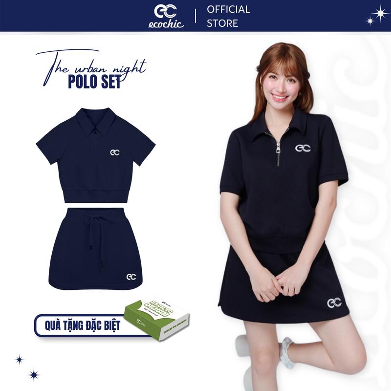 Set Váy Polo ECOCHIC Áo Polo Chân Váy Ngắn Logo Cao Cấp Mặc Hè Thoáng Mát Thoải Mái B171